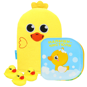 Набор для малыша: мочалка и игрушки для купания 