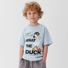 Футболка детская в полоску KAFTAN Duck р.32 (110-116 см), голубой/белый - Фото 1