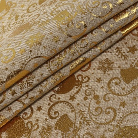 Лоскут «Игрушки новогодние», 48 × 48 см, цвет золотой