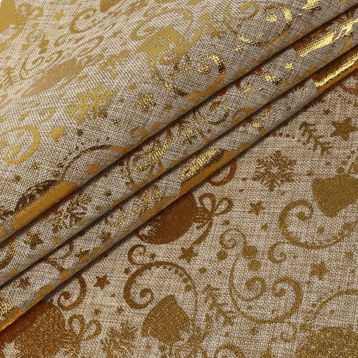 Лоскут «Игрушки новогодние», 48 × 48 см, цвет золотой - Фото 1