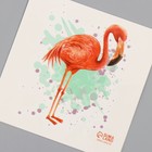 Татуировка на тело цветная "Акварель. Фламинго" 6х6 см - Фото 3