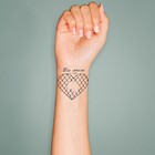 Переводная тату на тело чёрная «Сердце. Сетка Рабица. Все мысли о тебе», 6×6 см - Фото 3