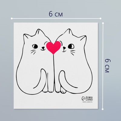 Татуировка на тело чёрная "Котики" 6х6 см