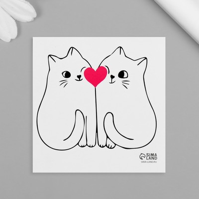 Татуировка на тело чёрная "Котики" 6х6 см