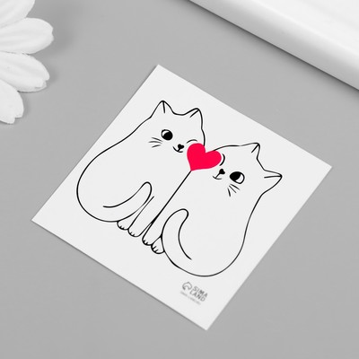 Татуировка на тело чёрная "Котики" 6х6 см