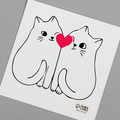 Татуировка на тело чёрная "Котики" 6х6 см