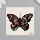 Татуировка на тело чёрная "Бабочки с цветами" набор 4 шт 6х6 см - Фото 2
