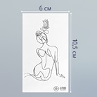 Переводная тату на тело чёрная «Контур. Силуэт девушки», 6×10.5 см - Фото 2