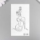 Переводная тату на тело чёрная «Контур. Силуэт девушки», 6×10.5 см - Фото 4