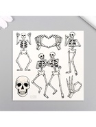 Переводные тату на тело чёрные «Скелеты», 10×10 см - Фото 3