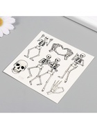 Переводные тату на тело чёрные «Скелеты», 10×10 см - Фото 4