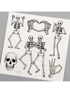 Переводные тату на тело чёрные «Скелеты», 10×10 см - Фото 5