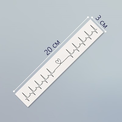 Татуировка на тело чёрная "Браслет. Сердцебиение" 20х3 см