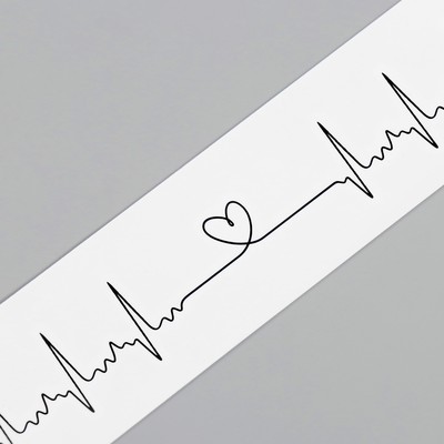 Татуировка на тело чёрная "Браслет. Сердцебиение" 20х3 см