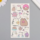 Татуировка на тело цветная "Котики толстячки" 7,5х14 см (комплект 2 шт) - фото 25489865