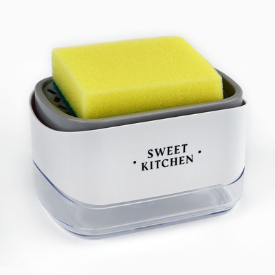 Дозатор для моющего средства кухонный Sweet kitchen, с подставкой для губки, 14×10 см
