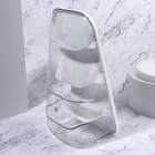 Органайзер для хранения косметики, 3 секции, 16.2×13.5×33.5 см, белый, прозрачный - Фото 5