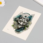 Татуировка на тело цветная "Волк на фоне крыльев" 26,1х14,6 см - Фото 3