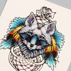 Татуировка на тело цветная "Волк - хранитель снов" 26,1х14,6 см - Фото 4