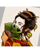 Татуировка на тело цветная "Гейша вечная" 26,1х14,6 см - фото 808957306