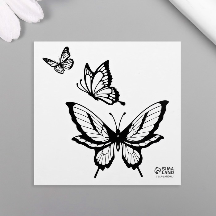 Татуировка на тело чёрная "Бабочки" 6х6 см - Фото 1