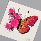 Татуировка на тело цветная "Бабочка-роза" 6х6 см - Фото 3