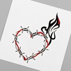 Татуировка на тело чёрно-красная "Колючее сердце" 6х6 см - Фото 3