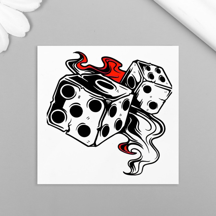 Татуировка на тело чёрно-красная "Игральные кубики" 6х6 см - Фото 1