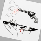 Татуировка на тело чёрно-красная "Нож и пистолет" 6х6 см - Фото 3