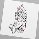 Татуировка на тело чёрно-красная "Пламя в руках" 6х6 см - Фото 3