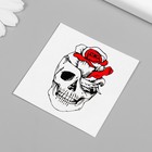Татуировка на тело чёрно-красная "Череп с розой" 6х6 см - Фото 2