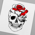 Татуировка на тело чёрно-красная "Череп с розой" 6х6 см - Фото 3