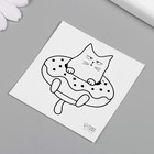 Татуировка на тело чёрная "Кот пончик" 6х6 см - Фото 2