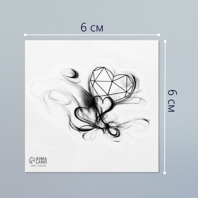 Татуировка на тело чёрная "Чёрнила. Сердечки" 6х6 см