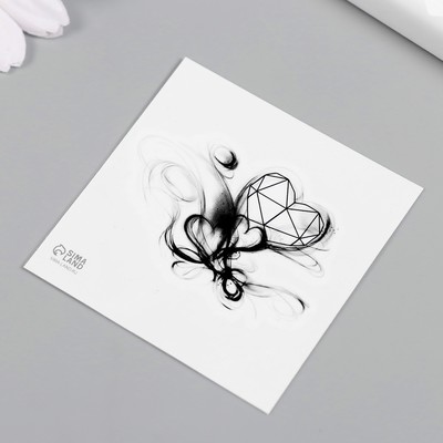 Татуировка на тело чёрная "Чёрнила. Сердечки" 6х6 см