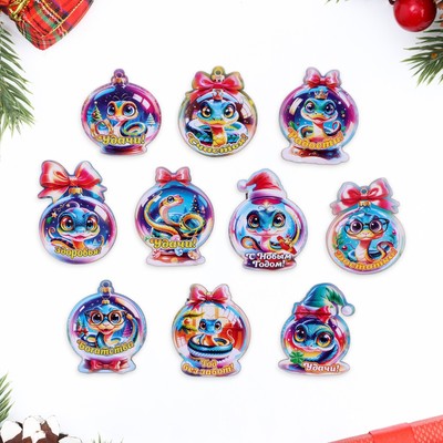 Магнит на холодильник «Змейки новогодние», голубой, МИКС