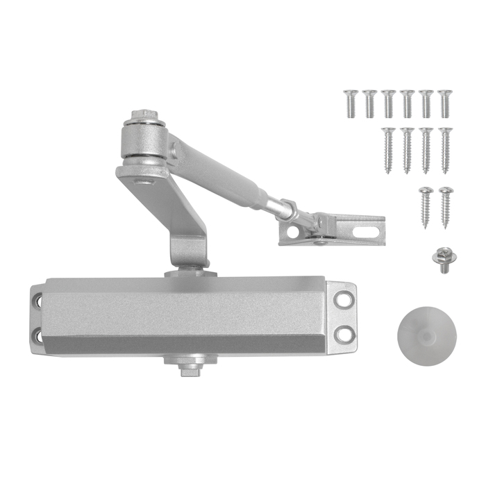 Доводчик дверной АЛЛЮР COMFORT ДД 165/3-4 A-S, морозостойкий, до 100 кг, серебро - Фото 1