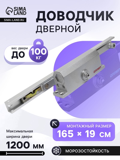 Доводчик дверной АЛЛЮР COMFORT ДД 168/3-4 AH-S, морозостойкий, до 100 кг, серебро