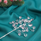 Новогодняя ветка декоративная «Зимнее волшебство. Хрустальная сказка», пластик, 23 см, овал розовый - Фото 3