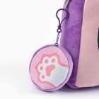 Рюкзак детский плюшевый с кошельком "Котик с мороженкой", 24*24 см, цвет сиреневый - фото 4604896