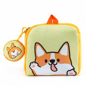 Рюкзак детский плюшевый с кошельком "Корги", 24*24 см, цвет оранжевый