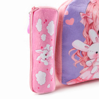 Рюкзак детский плюшевый с пеналом "Аниме девочка", 24*24 см, цвет розовый - фото 4604929