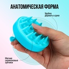 Щётка - массажёр для мытья головы, 8×8×6 см, голубая - Фото 3