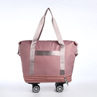 Сумка дорожная на колёсах, с увеличением, 3 наружных кармана, цвет розовый - Фото 4