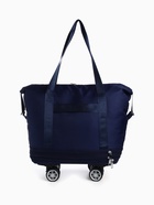 Сумка дорожная 20" на 4 съемных колёсах, отдел на молнии, с увеличением, 3 наружных кармана, держатель для чемодана, синяя - Фото 4