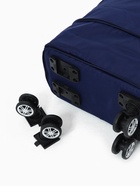 Сумка дорожная 20" на 4 съемных колёсах, отдел на молнии, с увеличением, 3 наружных кармана, держатель для чемодана, синяя - Фото 6