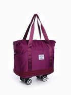Сумка дорожная 20" на съемных колёсах, отдел на молнии, с увеличением, 3 наружных кармана, держатель для чемодана, цвет фиолетовый - Фото 3