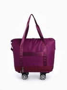 Сумка дорожная 20" на съемных колёсах, отдел на молнии, с увеличением, 3 наружных кармана, держатель для чемодана, цвет фиолетовый - Фото 4