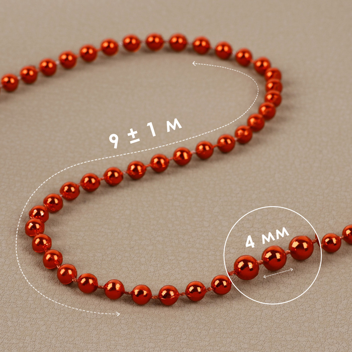Бусы на нитях, круглые, 4 мм, 9 ± 1 м, цвет красный - Фото 1