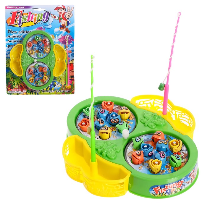 Уценка Рыбалка «Бабочка»: 18 рыбок, 2 удочки, заводная, МИКС - Фото 1